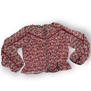 American Eagle Cottage Core Sheer Floral Top